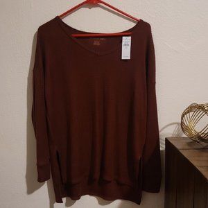 American Eagle red oversized long sleeve shirt